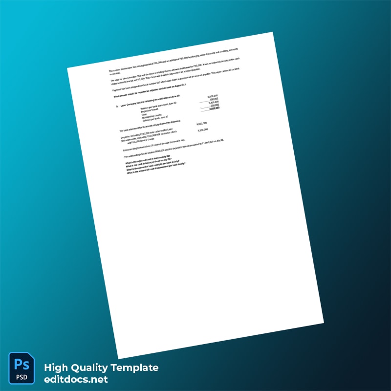 Activity For Bank Recon and Proof of Cash Template in Word and PDF formats page 2