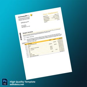 Australia Commonwealth Bank Bank Statement Template in Word and PDF formats