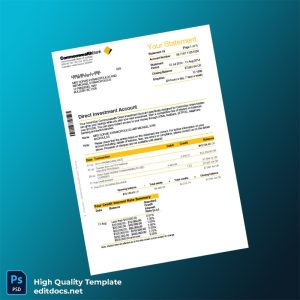 Australia Commonwealth Bank Statement Template in Word and PDF formats