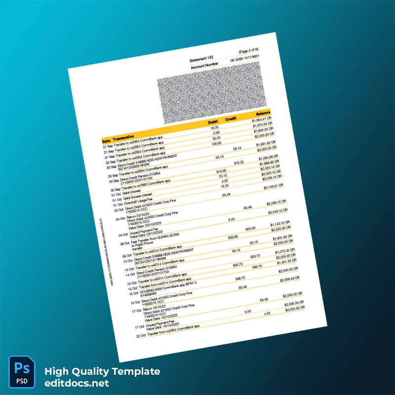 Australia Document Type Template in Word and PDF formats page 2