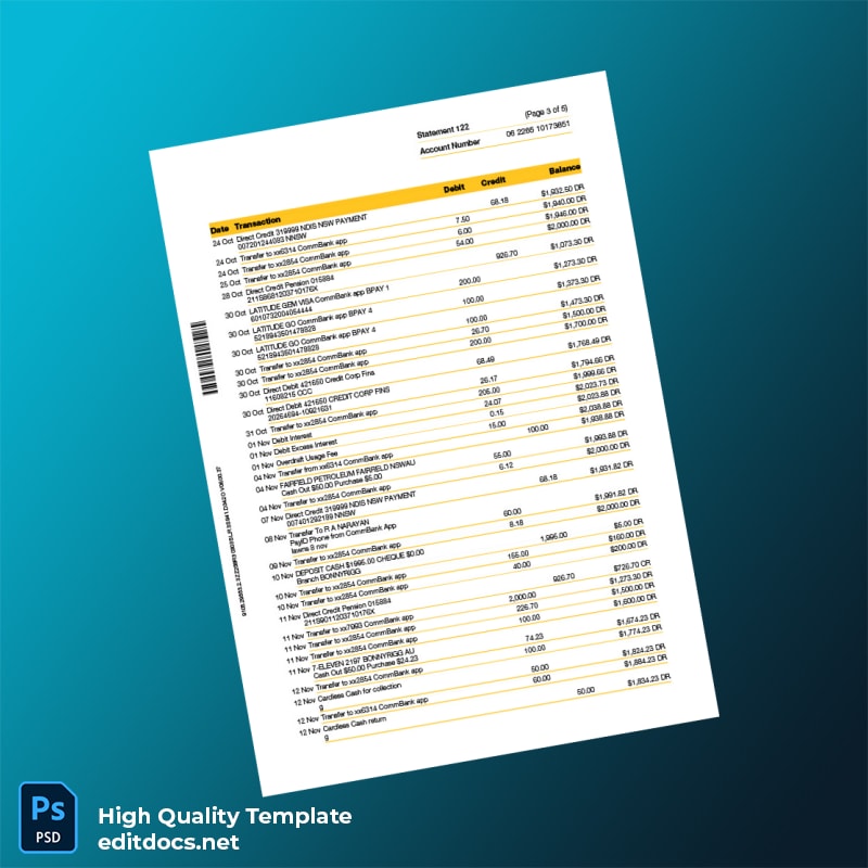 Australia Document Type Template in Word and PDF formats page 3