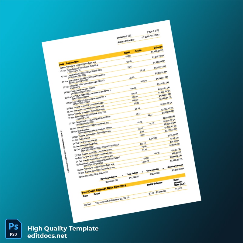 Australia Document Type Template in Word and PDF formats page 4