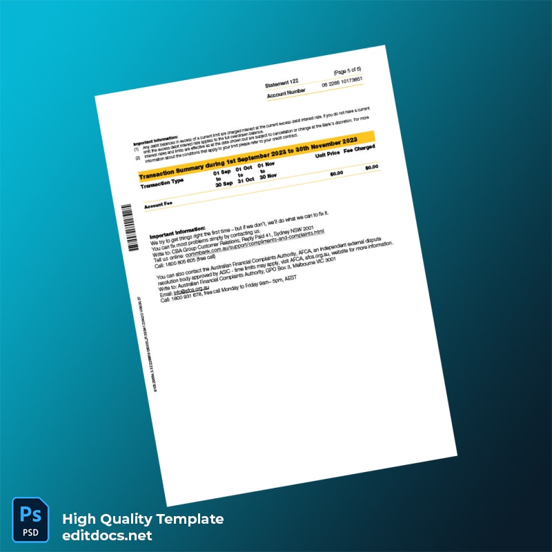 Australia Document Type Template in Word and PDF formats page 5