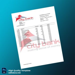 Bangladesh City Bank Statement Template in Word and PDF formats