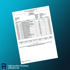 Bangladesh DBBL Bank Statement Template in Word and PDF formats