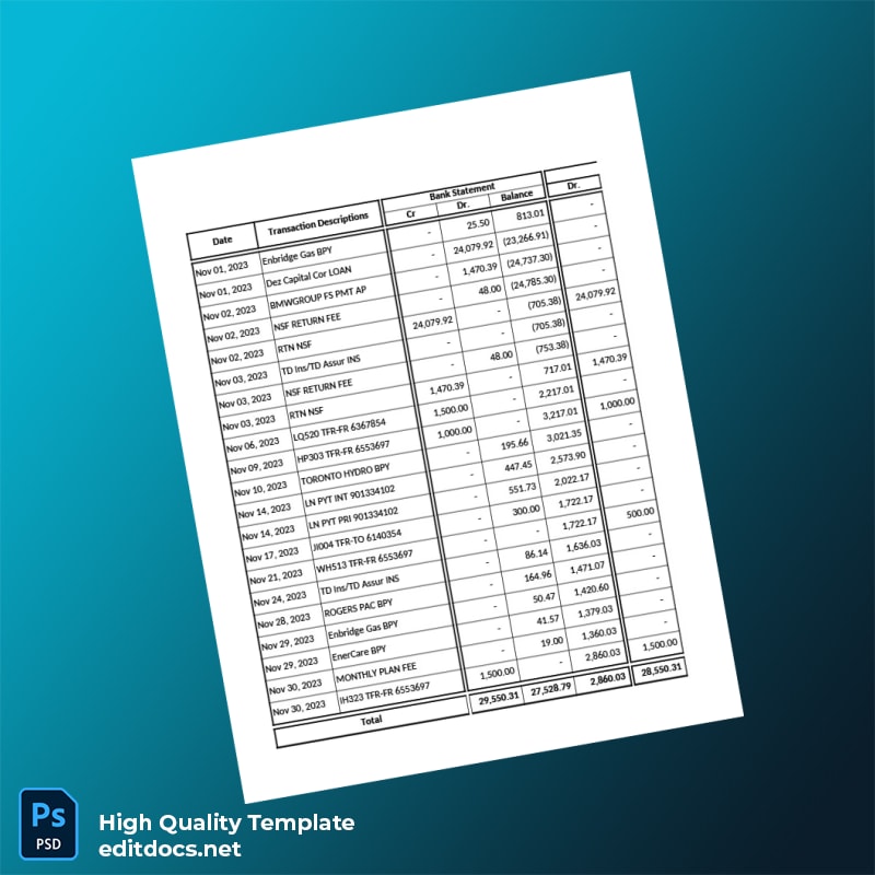 Bank Reconciliation Template in Word and PDF formats page 3