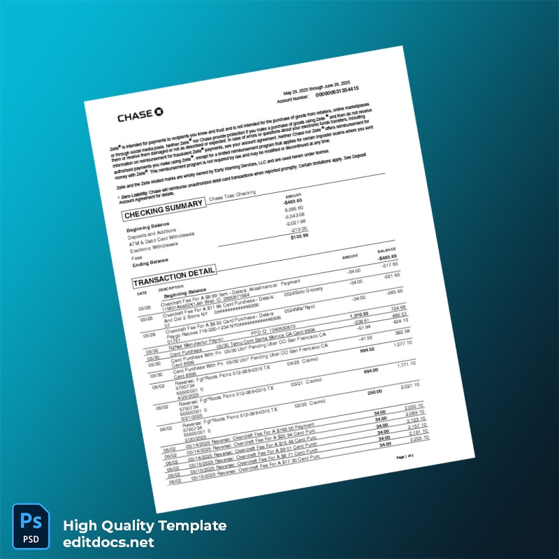 Bank Statement 3 Template in Word and PDF formats page 2