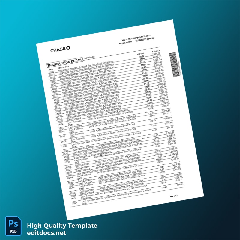 Bank Statement 3 Template in Word and PDF formats page 3