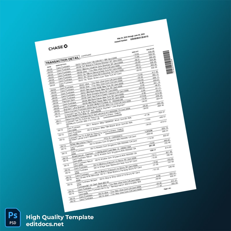 Bank Statement 3 Template in Word and PDF formats page 5