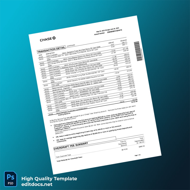 Bank Statement 3 Template in Word and PDF formats page 7
