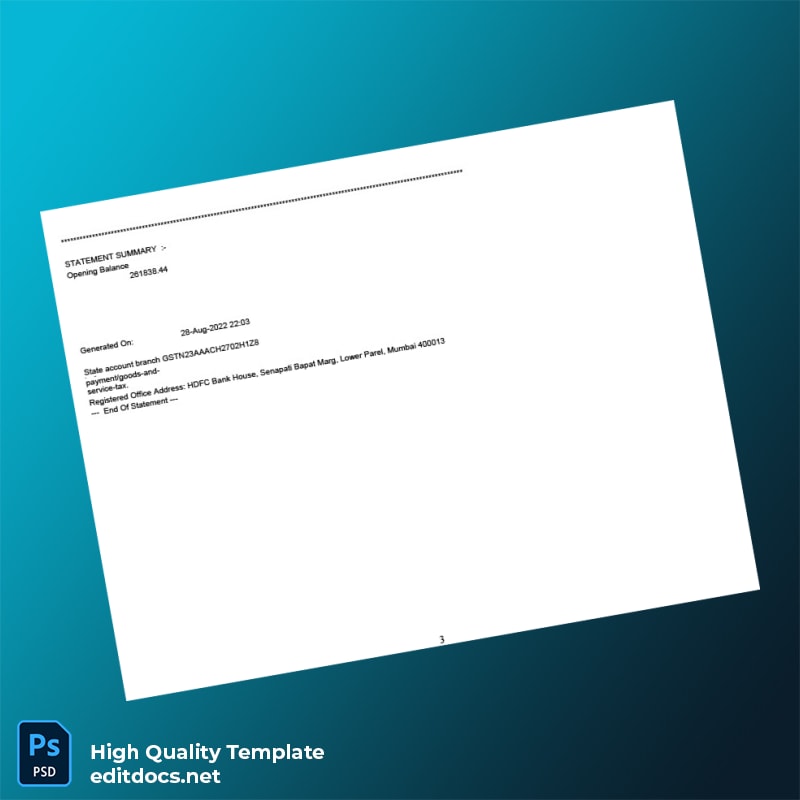 Bank Statement August-Imp Template in Word and PDF formats page 3