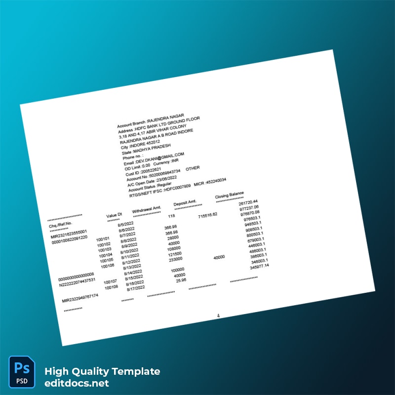 Bank Statement August-Imp Template in Word and PDF formats page 4