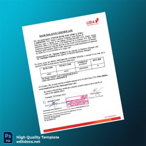 Cameroon United Bank for Africa Bank Statement Template in Word and PDF formats