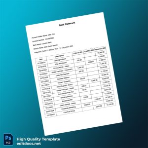 Dummy Bank Statement Template in Word and PDF formats