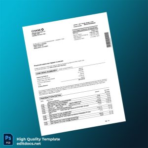 France Chase Bank Statement Template in Word and PDF formats