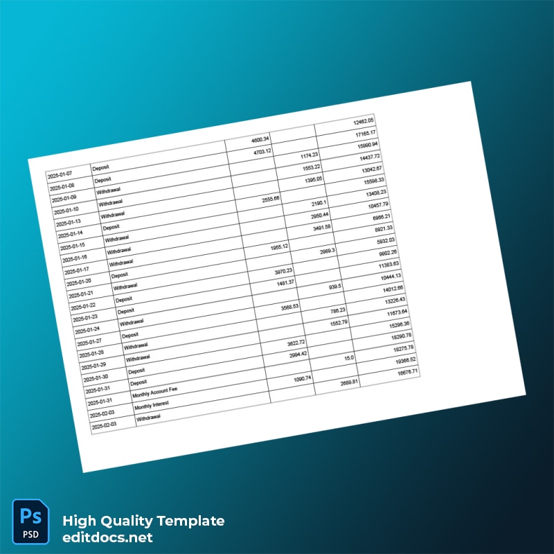 Ghana Bank Statement Template in Word and PDF formats page 2