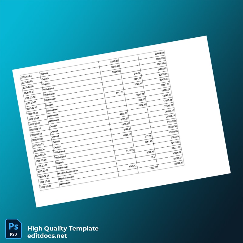Ghana Bank Statement Template in Word and PDF formats page 3