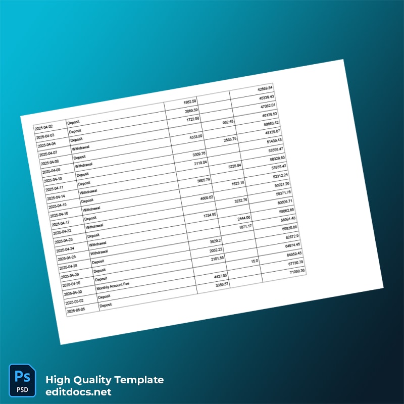 Ghana Bank Statement Template in Word and PDF formats page 5