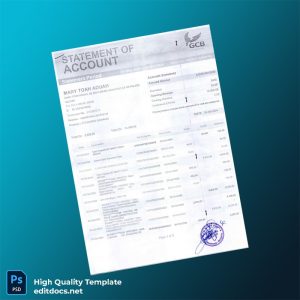 Ghana Document Type Bank Statement Template in Word and PDF formats