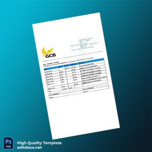 Ghana GCB Bank Statement Template in Word and PDF formats