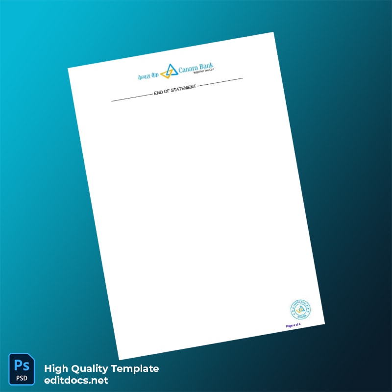 India Bank Account Statement Template in Word and PDF formats page 4