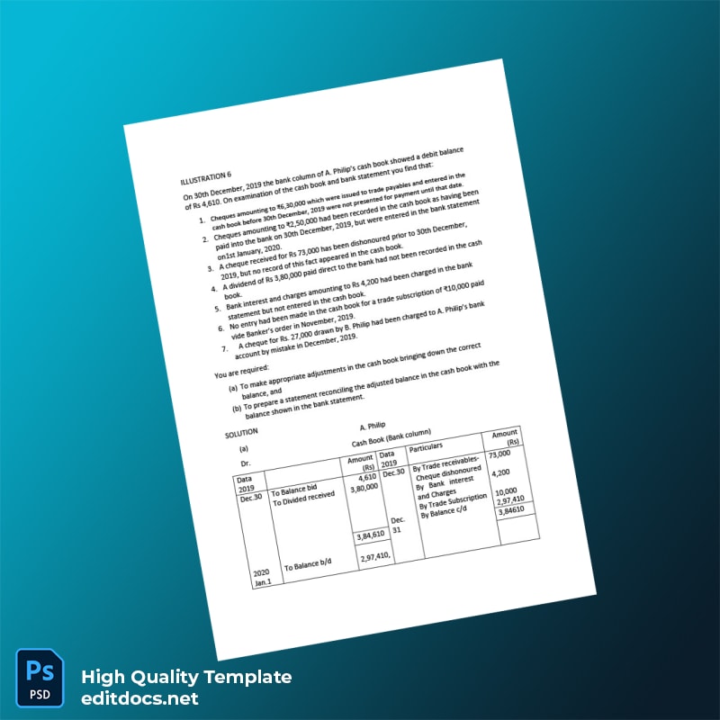 India Bank Reconciliation Statement Template in Word and PDF formats page 2