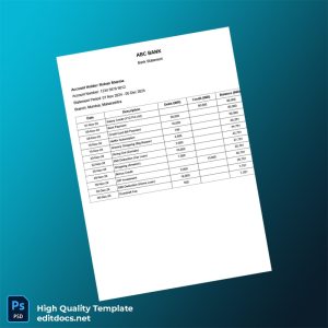 India Dummy Bank Statement Template in Word and PDF formats
