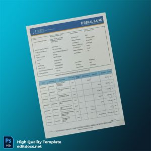 India Federal Bank Bank Statement Template in Word and PDF formats