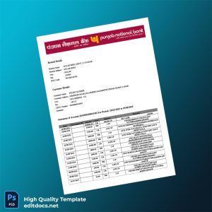India GULAB Bank Statement Template in Word and PDF formats