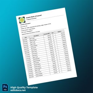 India Gramin Bank of Aryavart Bank Statement Template in Word and PDF formats