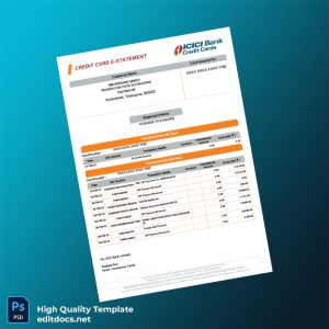 India ICICI Bank Credit Card Statement Template in Word and PDF formats
