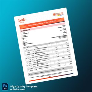 India JCB Bank Statement Template in Word and PDF formats