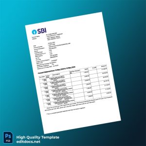 India SBIN Bank Statement Template in Word and PDF formats