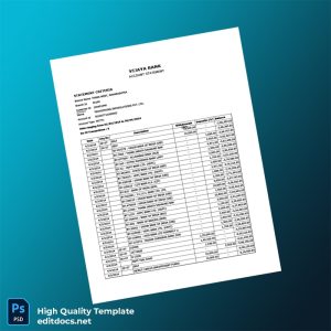 India Vijaya Bank Statement Template in Word and PDF formats