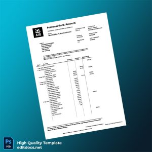 Ireland Allied Irish Banks Bank Statement Template in Word and PDF formats