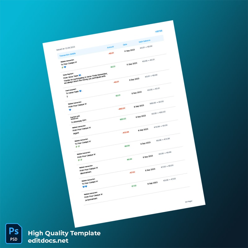Ireland Verse Bank Statement Template in Word and PDF formats page 3