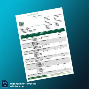 Kenya Bank Statement Template in Word and PDF formats