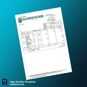 Kenya COOP Bank Statement Template in Word and PDF formats