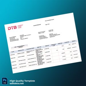 Kenya DTB Bank Statement Template in Word and PDF formats