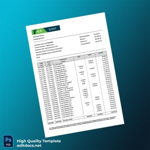 Kenya KCB Bank Bank Statement Template in Word and PDF formats