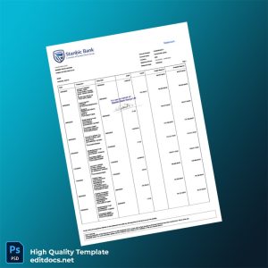 Kenya Stanbic Bank Statement Template in Word and PDF formats
