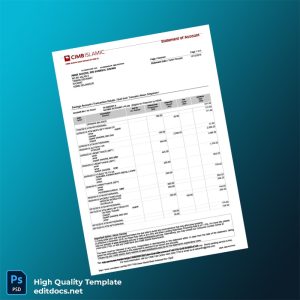 Malaysia Bank Islam Bank Statement Template in Word and PDF formats