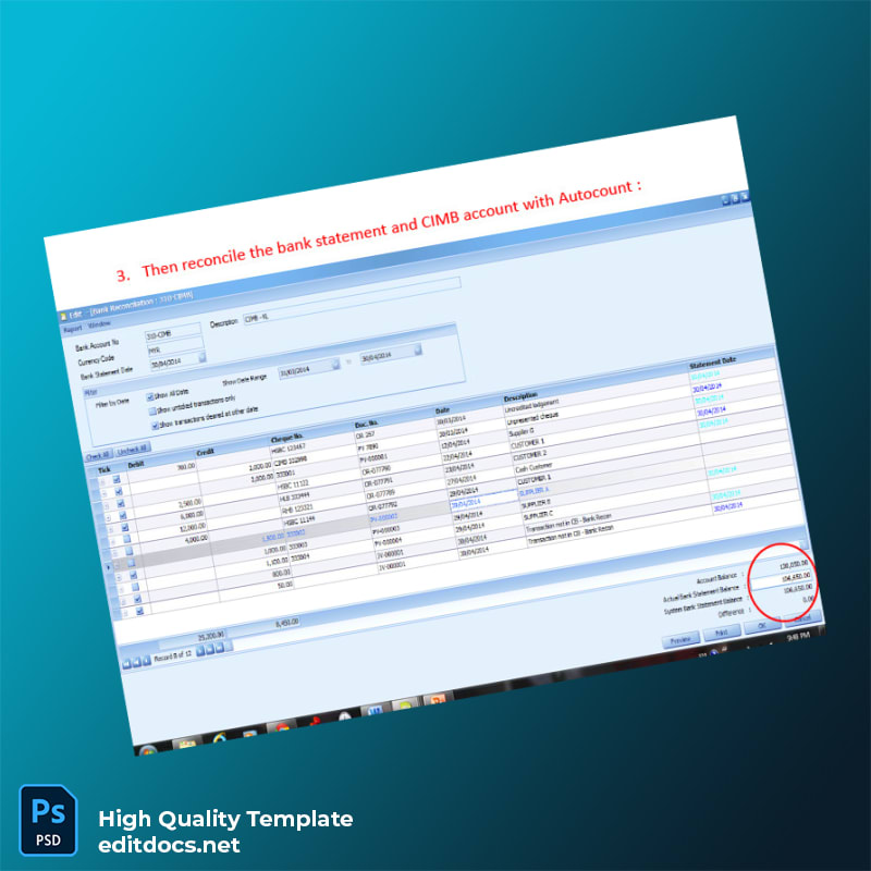 Malaysia CIMB Bank Reconciliation Guide Template in Word and PDF formats page 4