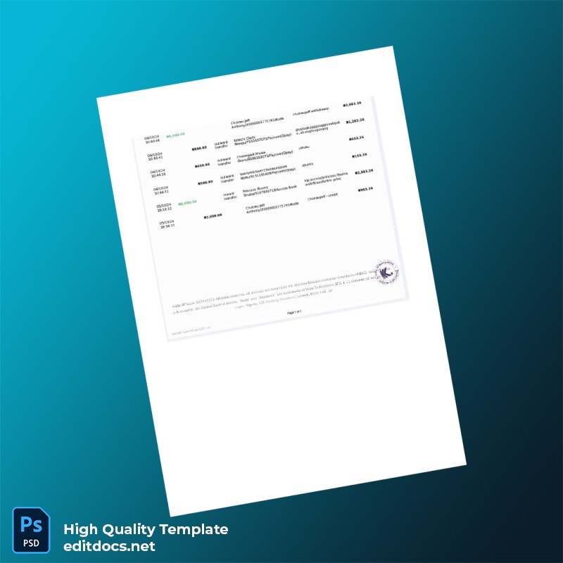 Nigeria Kuda Bank Statement Template in Word and PDF formats page 3