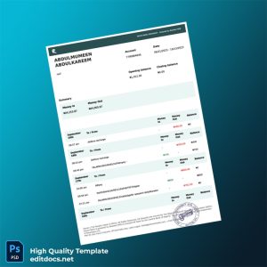 Nigeria Raven Bank Statement Template in Word and PDF formats