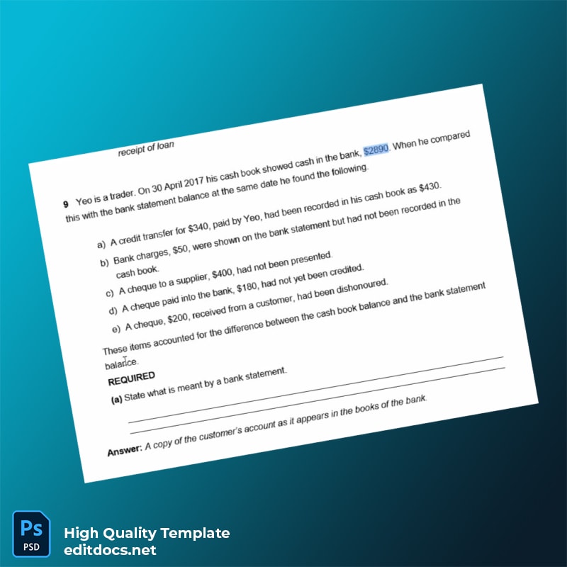 No 9 Yeo Question Bank Statement Definition Template in Word and PDF formats