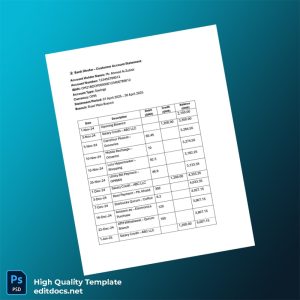 Oman Bank Dhofar Statement Template in Word and PDF formats