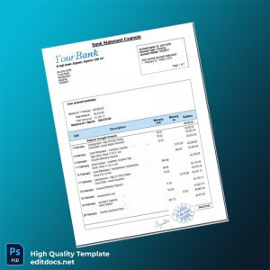 UK Bank Statement Template in Word and PDF formats