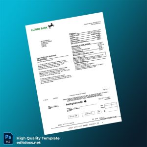 UK Lloyds Bank Statement Template in Word and PDF formats