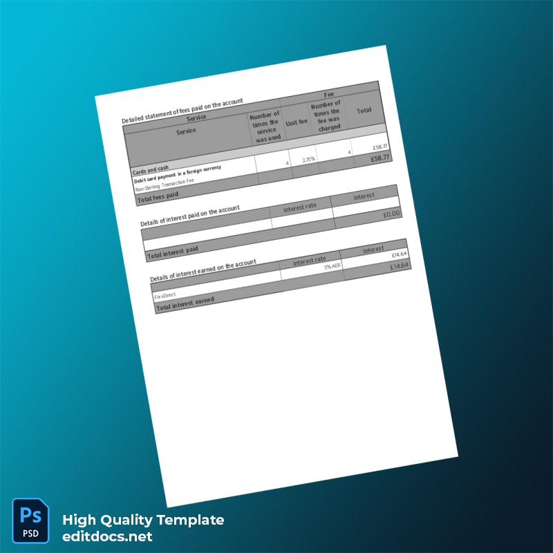 UK Nationwide Bank Statement Template in Word and PDF formats page 6